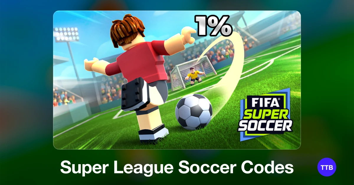 Super League Soccer codes cover: the official Roblox game image with the game name
