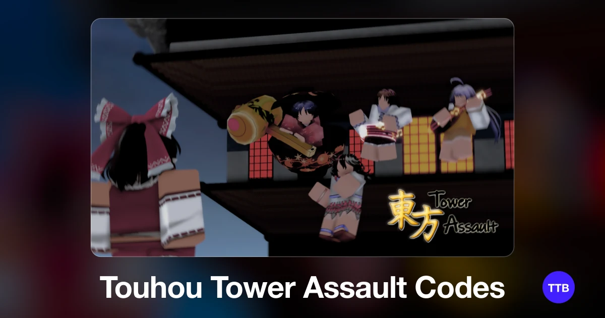 Touhou Tower Assault codes cover: the official Roblox game image with the game name