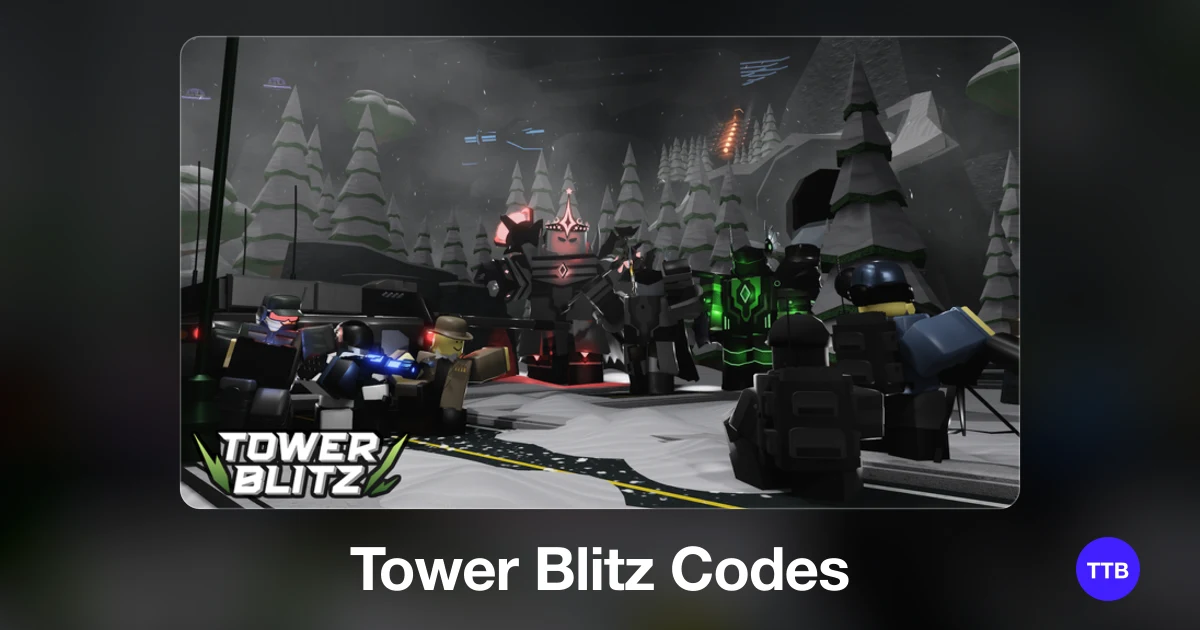 Tower Blitz codes cover: the official Roblox game image with the game name