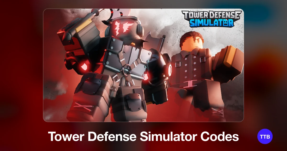 Tower Defense Simulator codes cover: the official Roblox game image with the game name