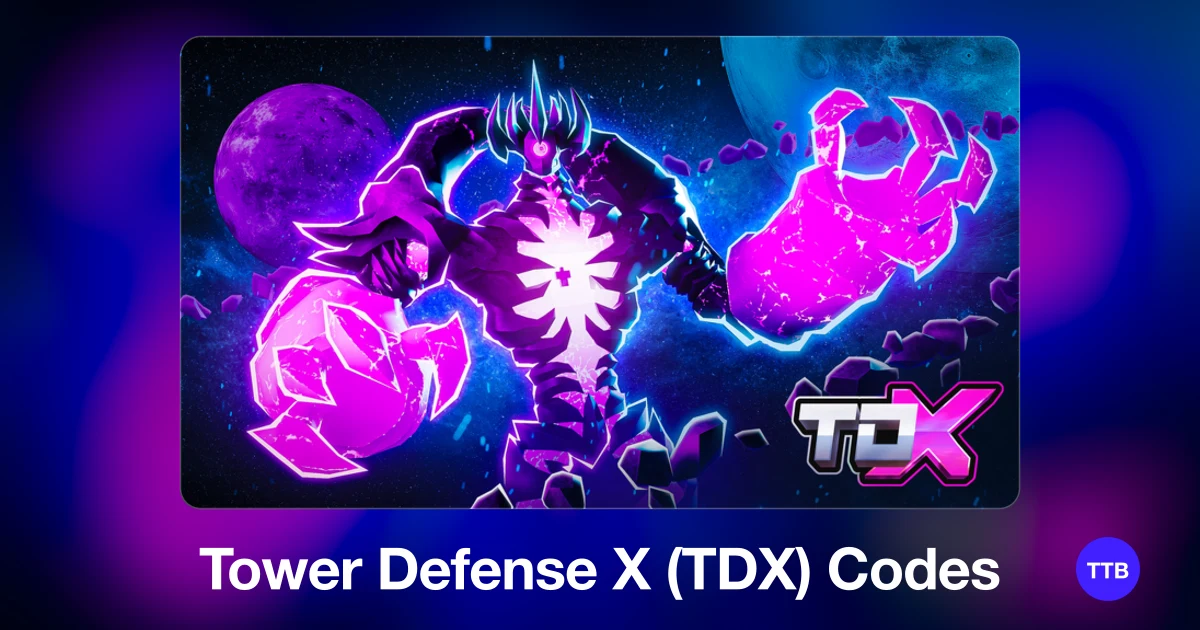 Tower Defense X (TDX) codes cover: the official Roblox game image with the game name
