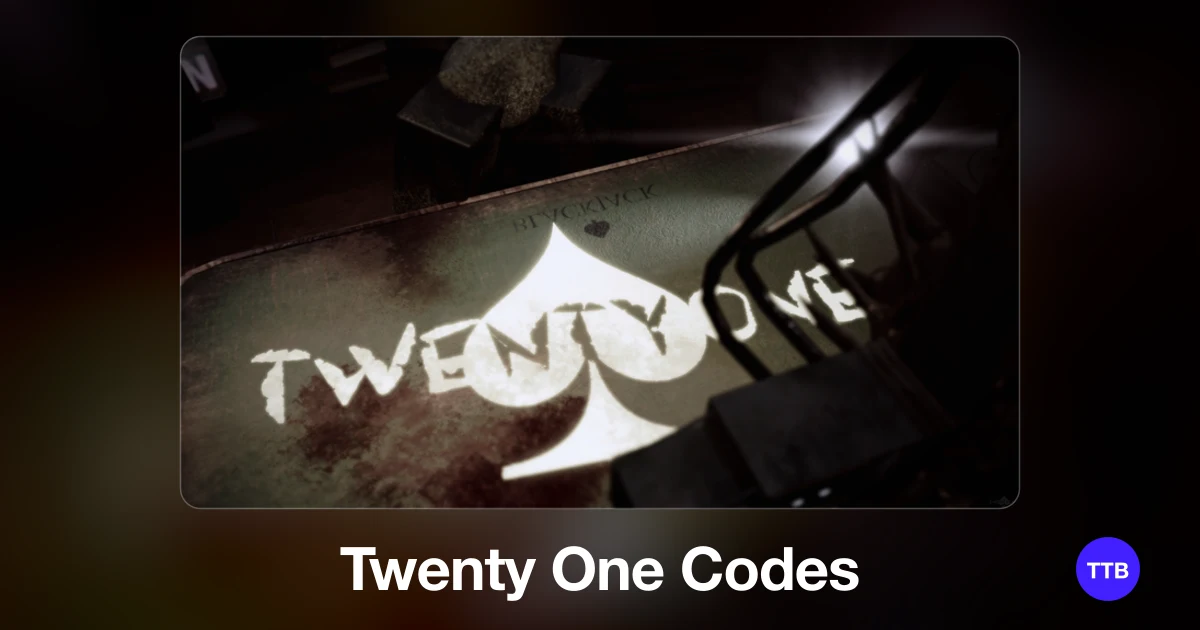 Twenty One codes cover: the official Roblox game image with the game name