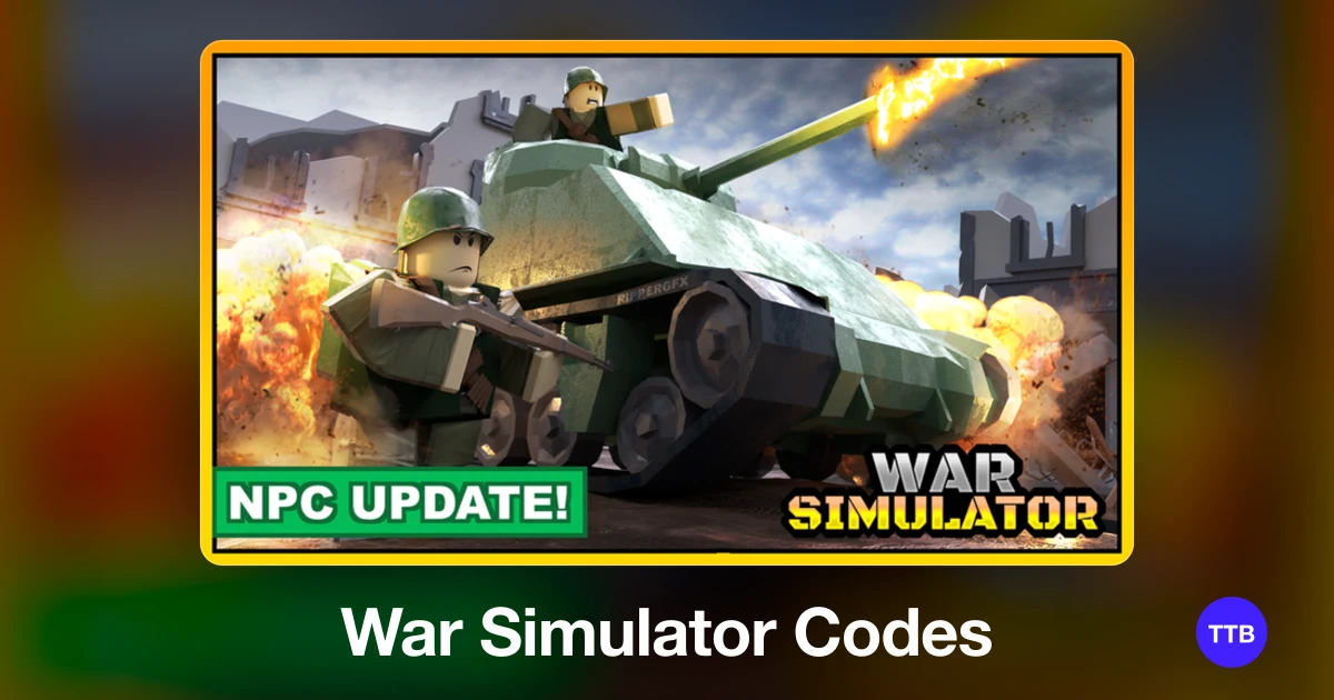 War Simulator codes cover: the official Roblox game image with the game name