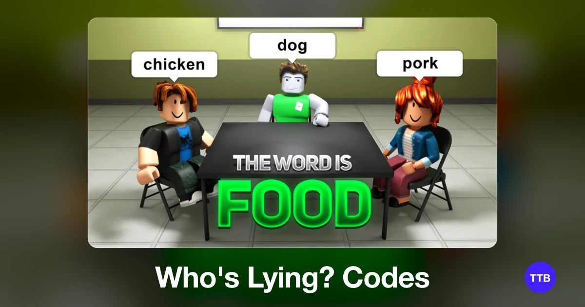 Who's Lying? codes cover: the official Roblox game image with the game name