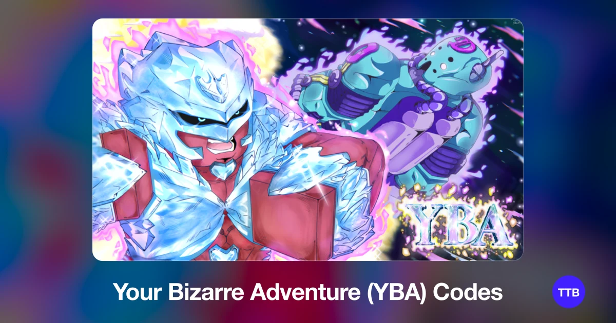Your Bizarre Adventure (YBA) codes cover: the official Roblox game image with the game name