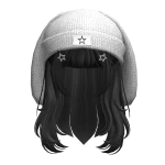 Grunge hair w/ bunny beanie in Black