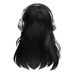 Straight Hair with HeadphonesBlack3