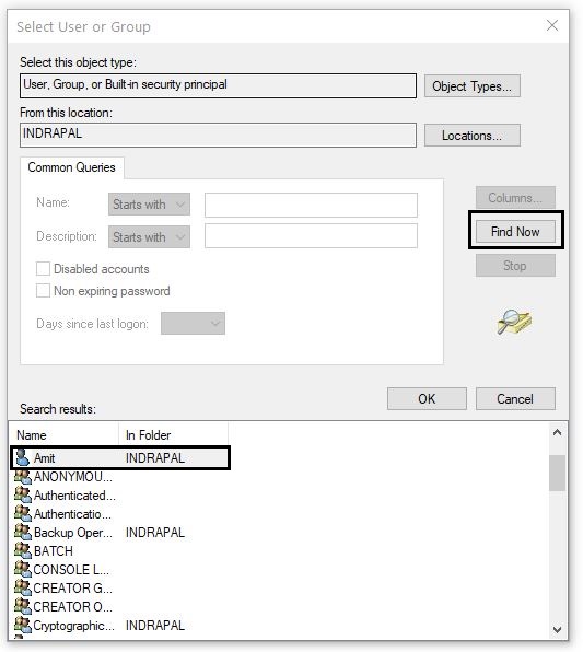 select user or group