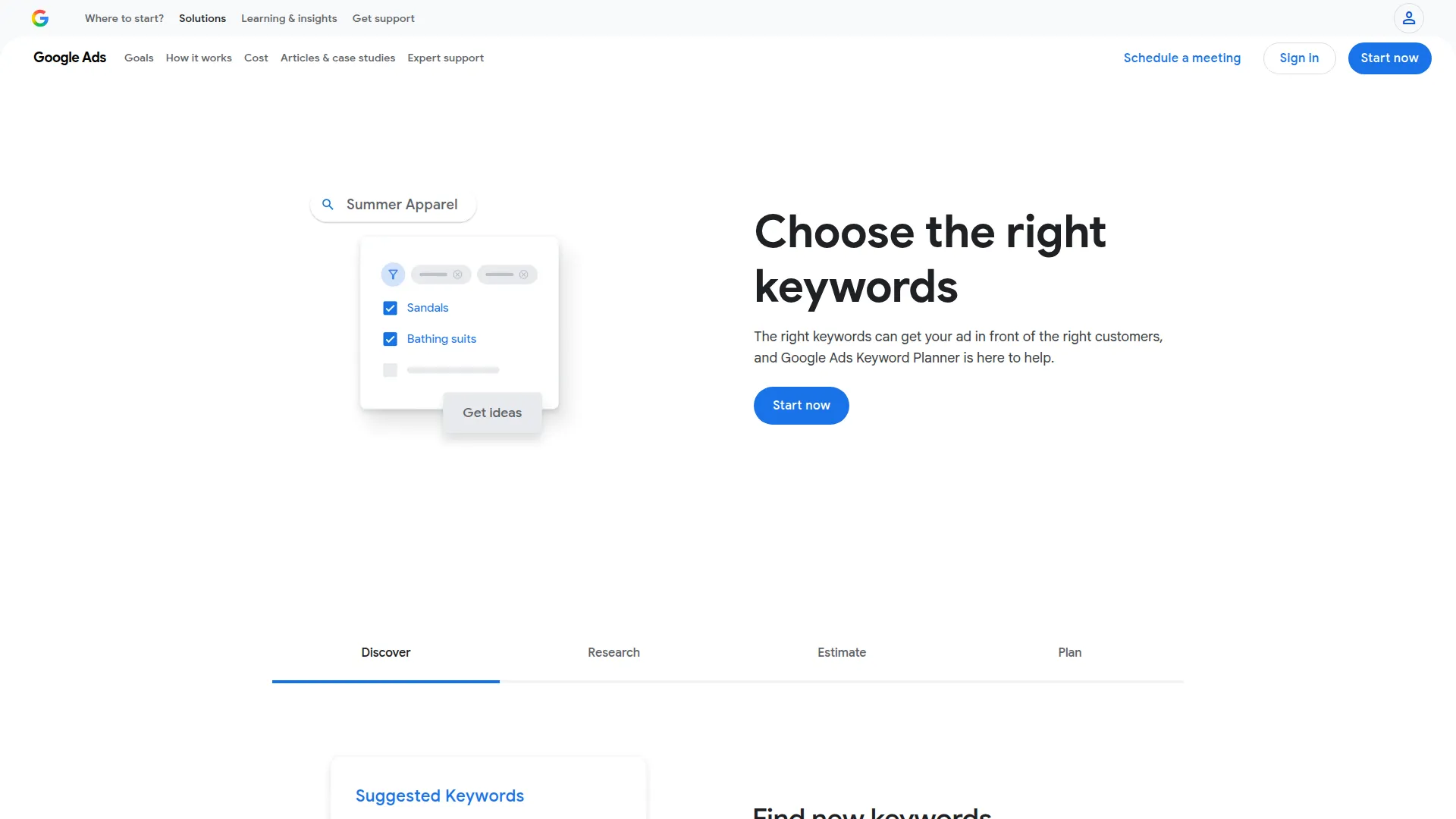 Google Keyword Planner screenshot