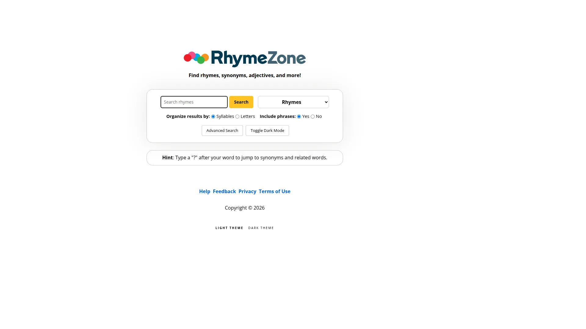 Rhyme Zone screenshot