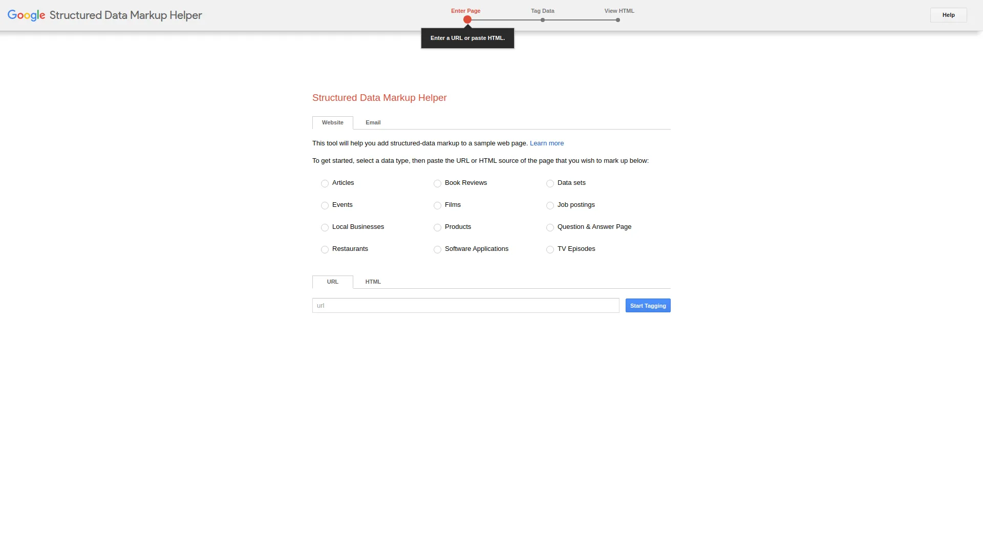 Structured Data Markup Helper screenshot