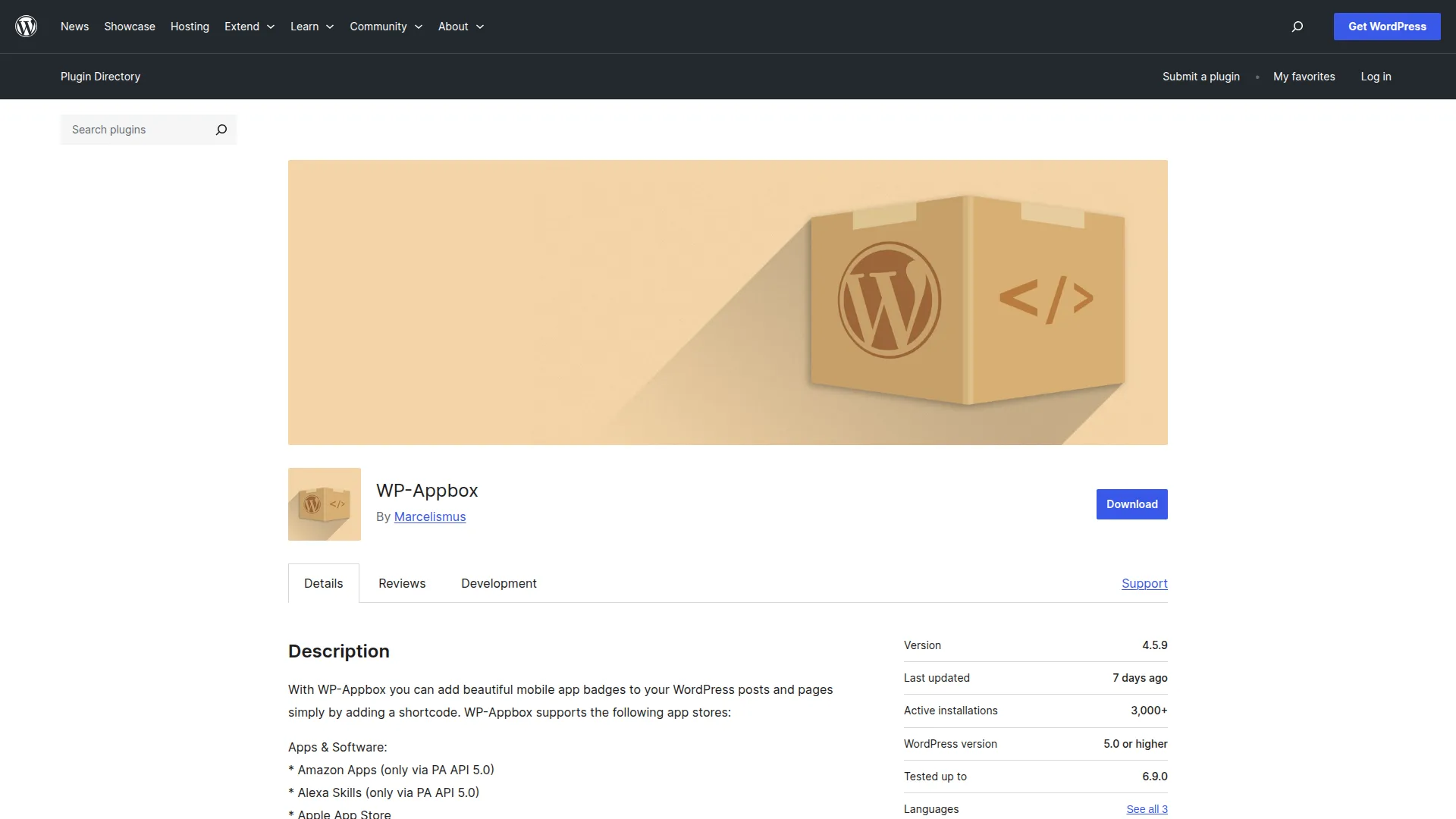 WP-Appbox screenshot