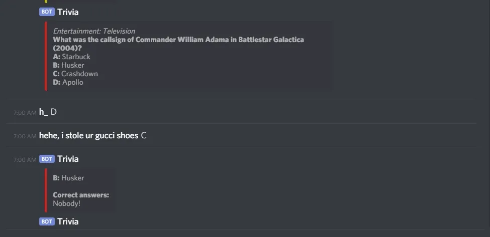 Trivia discord bot