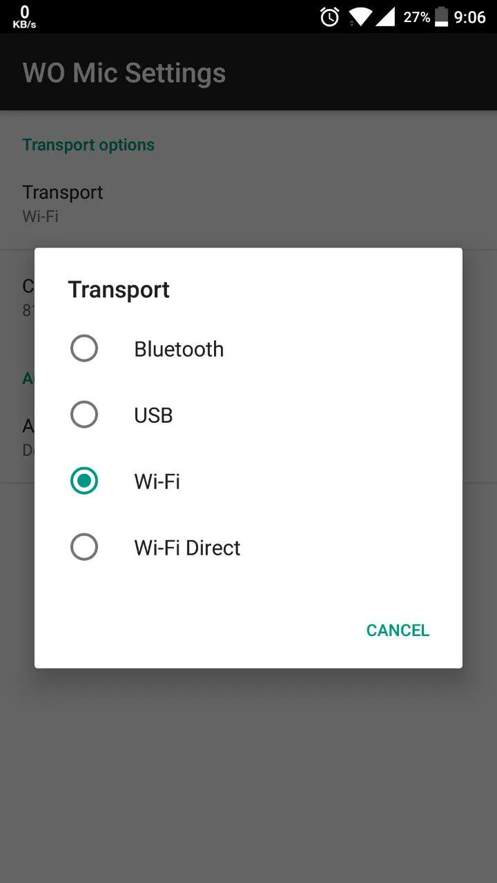 WO Mic app using phone microphone as PC input device